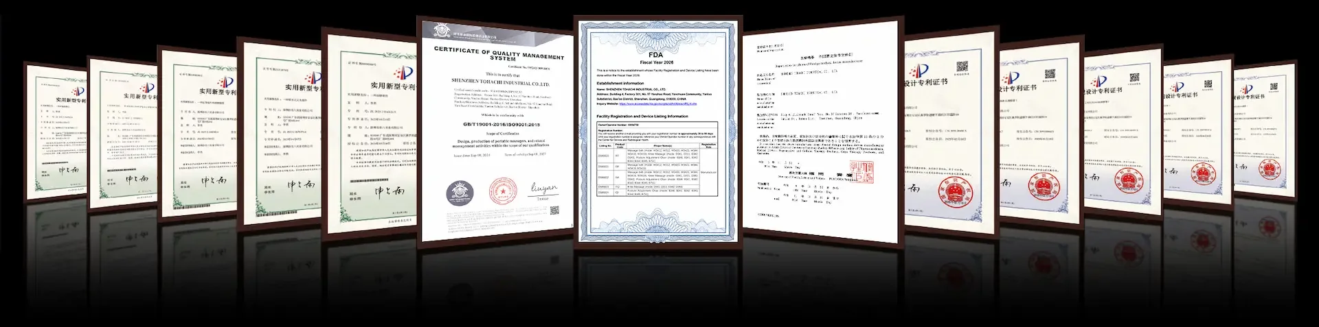 Certificates displayed by Tohachi on its manufacturer website